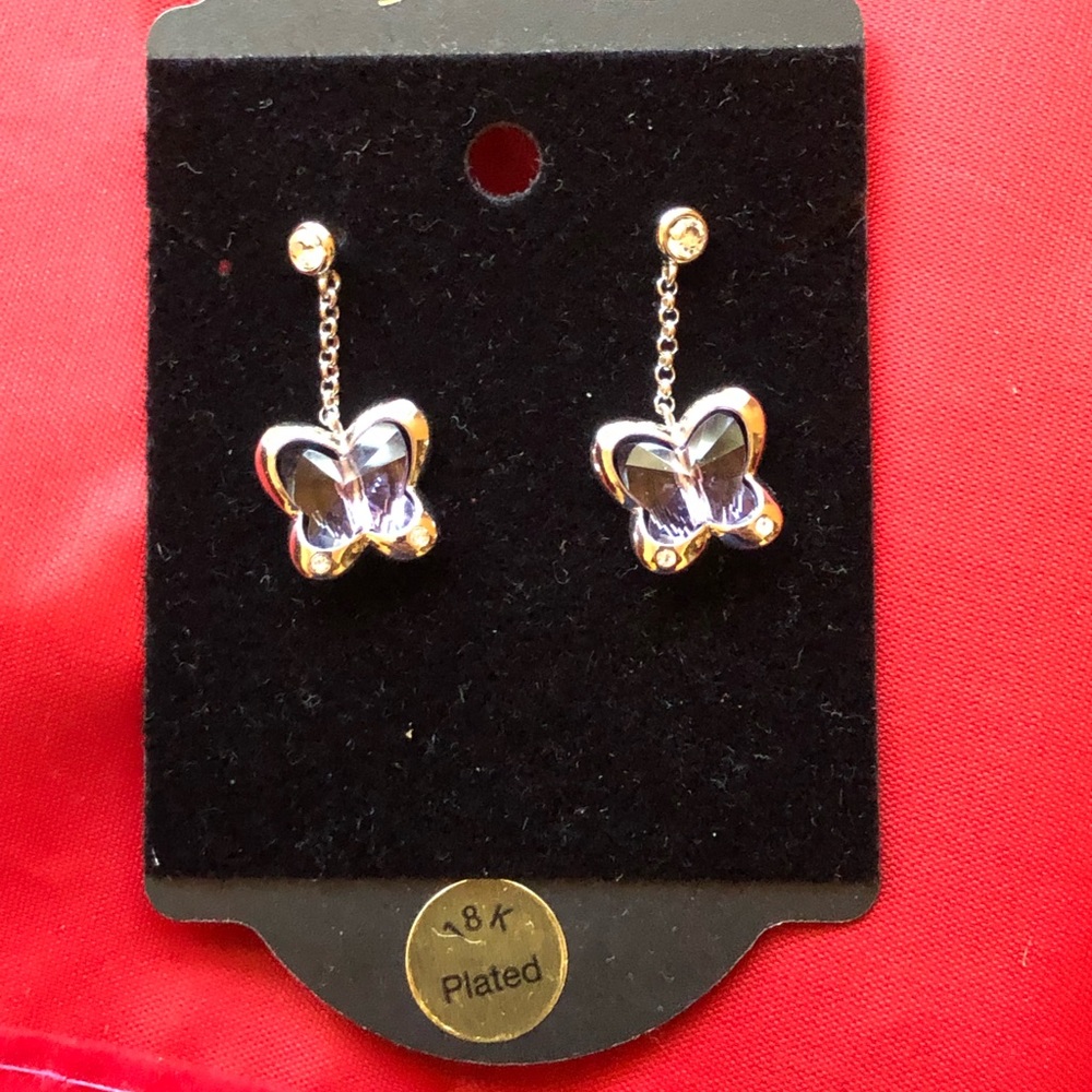 Zircon purple butterfly earrings